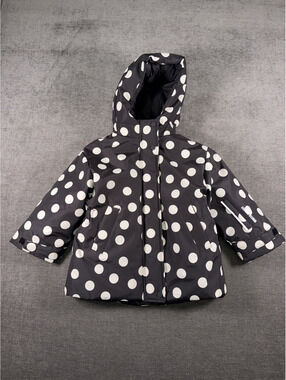 Zara Kids Black and White Polka Dot Hooded Jacket, Size 5 Years